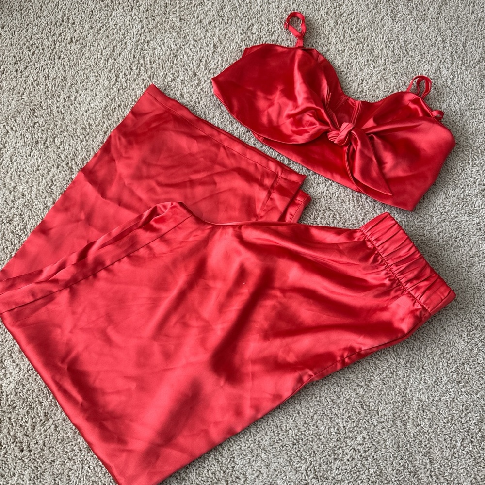 Elegant Red Silk Set